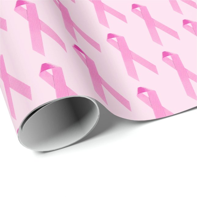 Papier Cadeau Rubans de survivants du cancer du sein rose (Coin rond)