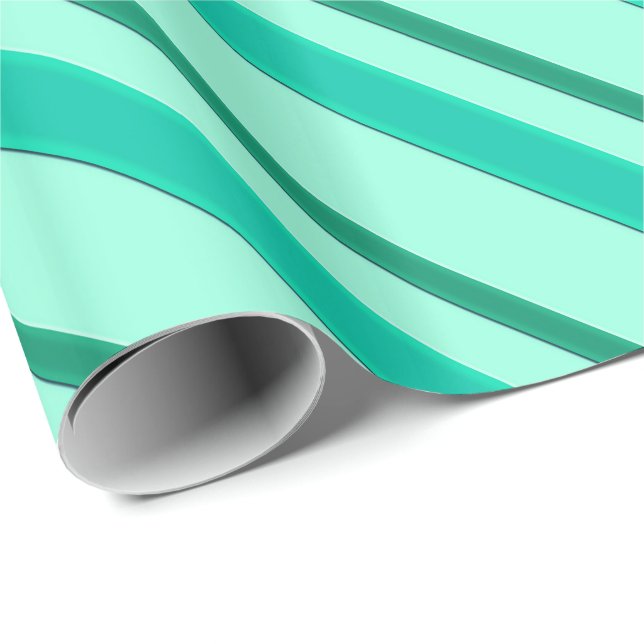 Papier Cadeau Rubans en velours, turquoise et aqua (Coin rond)