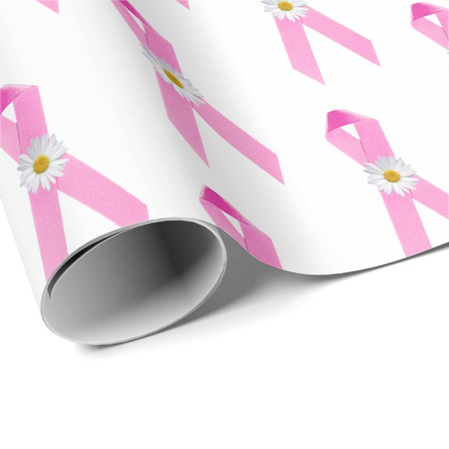 Papier Cadeau Rubans et marguerites pour survivants du cancer du (Coin rond)