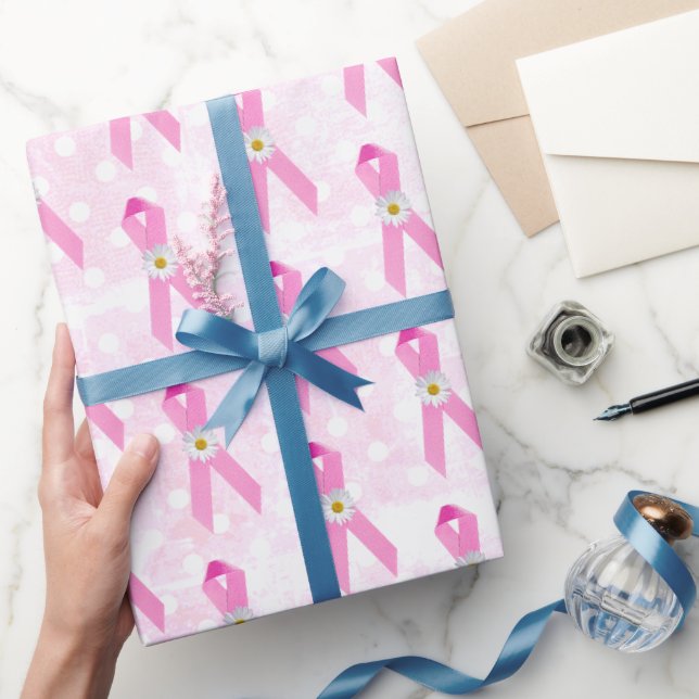 Papier Cadeau Rubans et marguerites pour survivants du cancer du (Cadeaux)