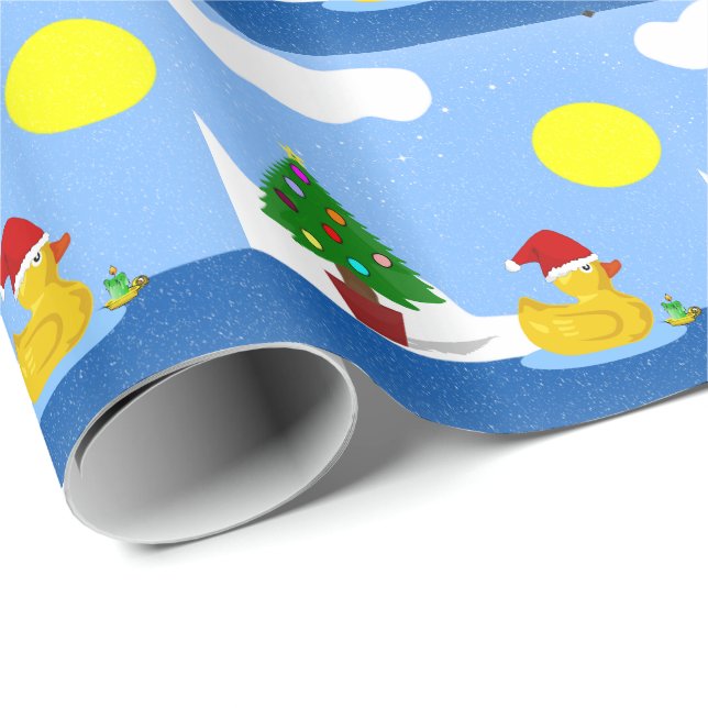 Papier Cadeau Rubber Ducky nage de Noël (Coin rond)