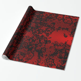 Papier Cadeau Ruby red black stylish floral vibrant élégant