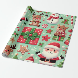 papier cadeau rudolf et le père noël