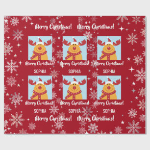 Papier Cadeau Rudolph le renne festif de Noël personnalisé