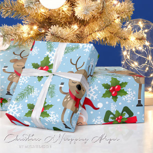 Papier Cadeau Rudolph Père Noël Snowflakes Papier d'enveloppemen