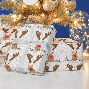 Papier Cadeau Rudolph Reindeer Artistique Joyeux Noël