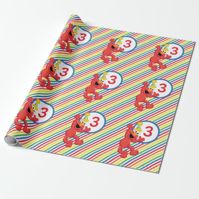 Papier Cadeau Rue Sésame | Elmo - Anniversaire Arc-en-ciel (Déroulé)