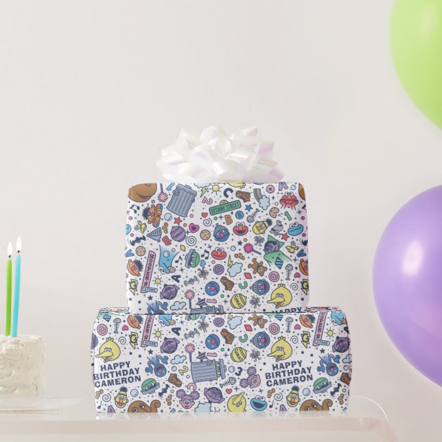 Papier Cadeau Rue Sésame | Motif à dessiner avec les amis de Sés (Cadeaux de fête)