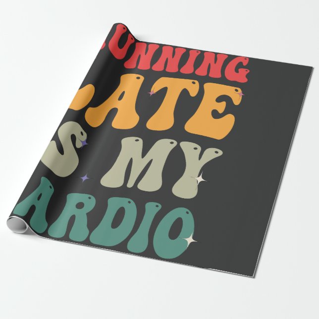 Papier Cadeau Running Late est mon Cardio Funny Retro Fitness Ca (Déroulé)