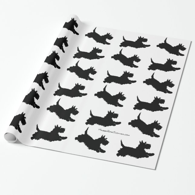 Papier Cadeau Running Scottish Terriers (Déroulé)