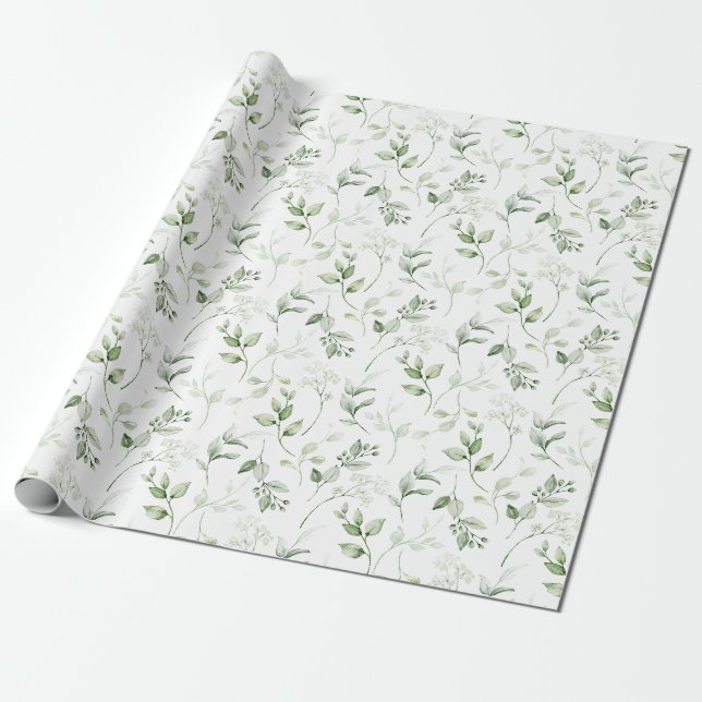 Papier Cadeau Russe aquarelle Feuille de forêt naturelle Motif (Déroulé)