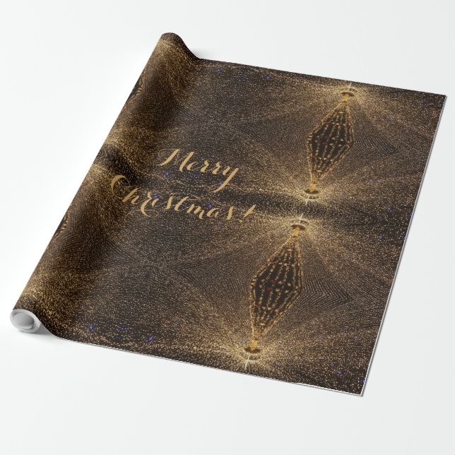 Papier Cadeau Russe Brown miroir Motif feux d'arbre de Noël (Déroulé)