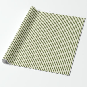 Papier Cadeau Russe Farmhouse Vintage Green Ticking Stripe Cadea