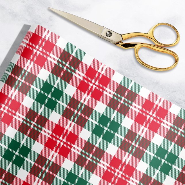 Papier Cadeau Russe Rouge et Vert Tartan Plaid Holiday (Créateur téléchargé)