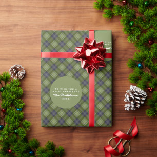 Papier Cadeau Russe Vert Plaid Tartan Famille Noël