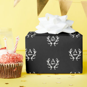 Papier Cadeau Rustic Deer Antler monogram Custom Color