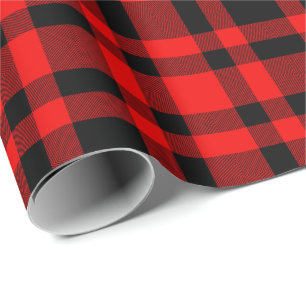 Papier Cadeau Rustic Holiday Black Watch Plaid Motif Noël