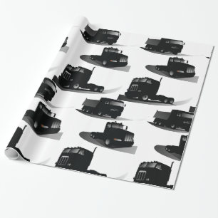 Papier Cadeau Rustic Trois Camions Noirs Conception Vintage Cami