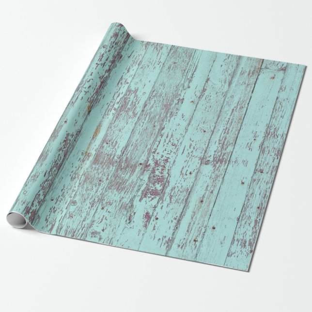 Papier Cadeau Rustique Aqua Barn Wood (Déroulé)
