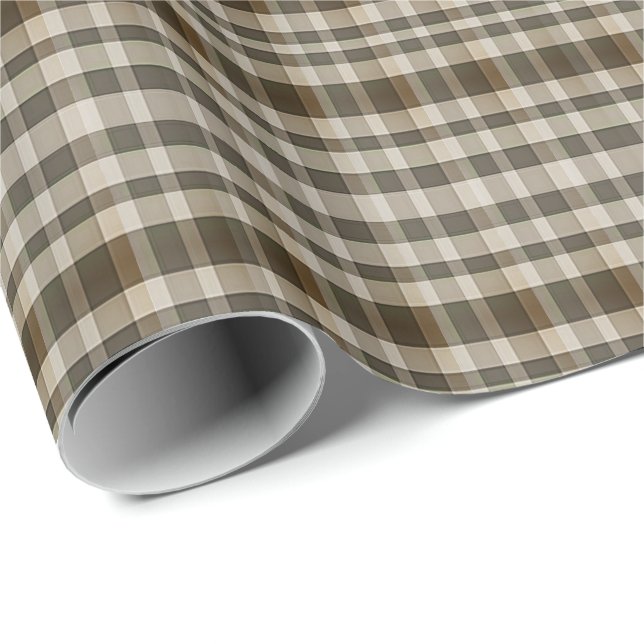 Papier Cadeau Rustique Brown et Tan Plaid (Coin rond)