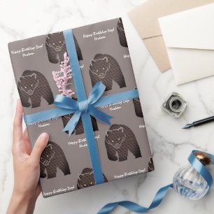 Papier Cadeau Rustique chasse à l'ours Brown message personnalis