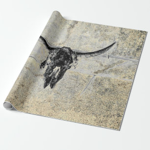 Papier Cadeau Rustique Crâne de vache Occidentale Texture noire 