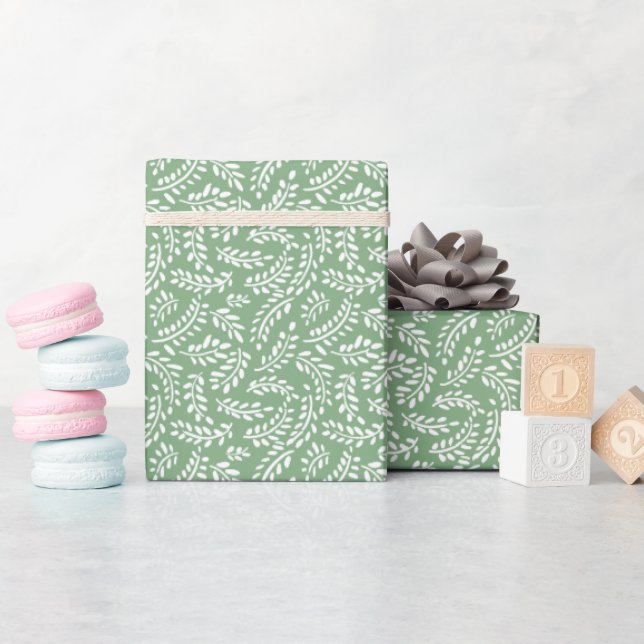 Papier Cadeau Rustique Élégant Botanique Feuille Sage Green (Baby Shower)