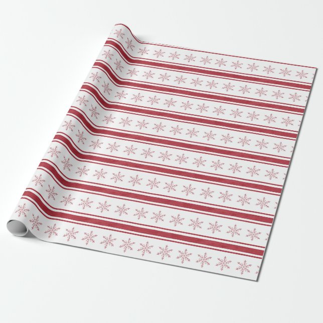 Papier Cadeau Rustique Ferme Rouge Français Ticking Stripe Cadea (Déroulé)