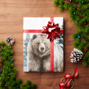 Papier Cadeau Rustique Grizzly Bear