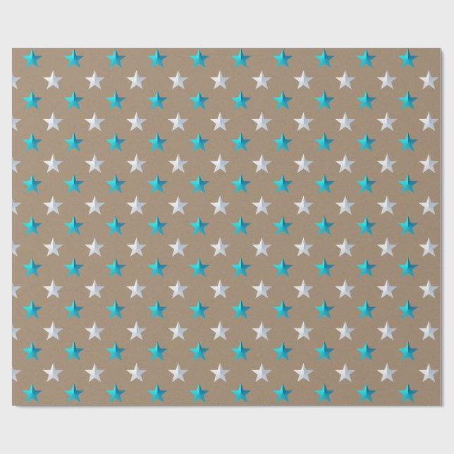 Papier Cadeau Rustique Kraft Turquoise Blue Silver Holiday (Plat)