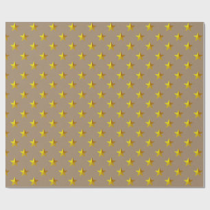 Papier Cadeau Rustique Kraft Yellow Gold Stars