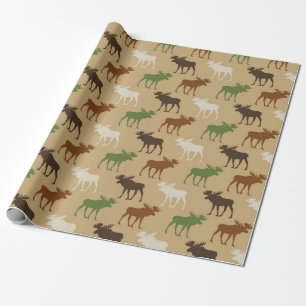 Papier Cadeau Rustique Moose Motif
