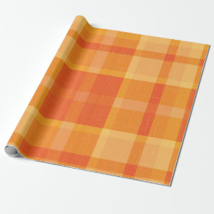 Papier Cadeau Rustique Orange Automne Plaid Tartan Enveloppement
