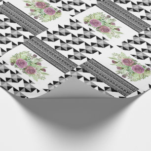 Papier Cadeau Rustique, patchwork, rose