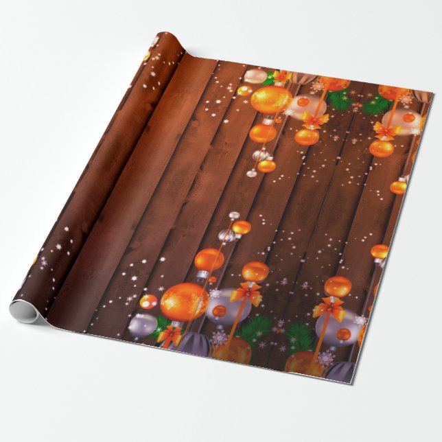 Papier Cadeau Rustique pays brillant Joyeux Noël (Déroulé)