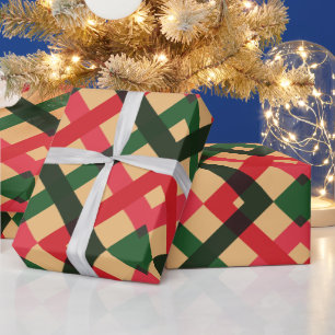 Papier Cadeau Rustique rouge et vert Tartan Plaid Vacances Envel