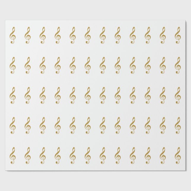 Papier Cadeau sa note musicale à clé dorée (Plat)