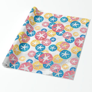 Papier Cadeau Sable Dollar Jaune Rouge Bleu Motif