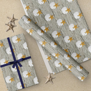 Papier Cadeau Sable Dollar Starfish Rustic Beach Driftwood