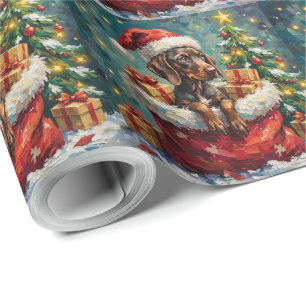 Papier Cadeau Sac de Noël Santa Pointer Allemand à Poil Court