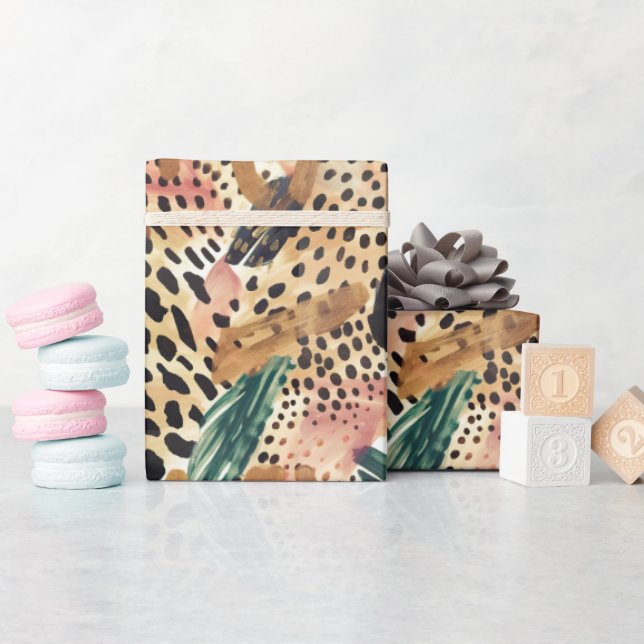 Papier Cadeau Safari Animaux Fourrures Motifs Savannah Boho (Baby Shower)