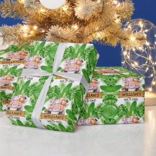Papier Cadeau Safari Animaux sauvages un anniversaire