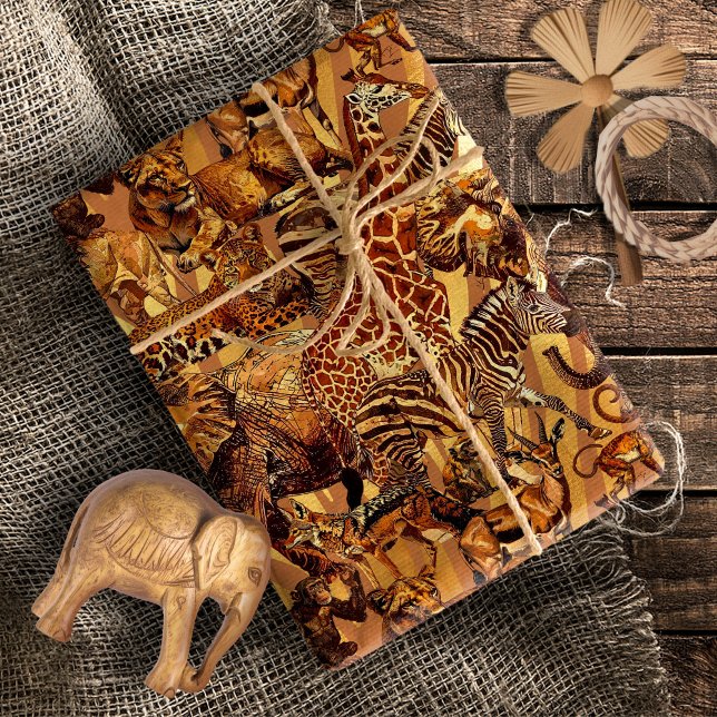 Papier Cadeau Safari de collection d'animaux sauvages ID1149 (Créateur téléchargé)