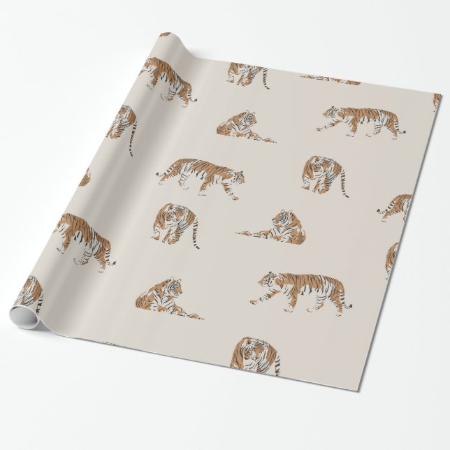Papier Cadeau safari de tigre sauvage une jungle papier d'emball (Déroulé)