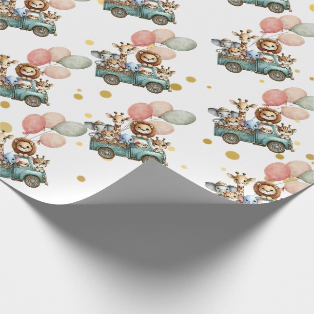 Papier Cadeau Safari Jungle Animaux Nursery (Coin)