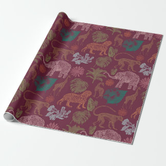Papier Cadeau Safari Jungle vintage rose