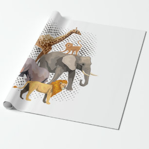Papier Cadeau Safari Squad Africain Safari Animaux Drôle Zoo Ani