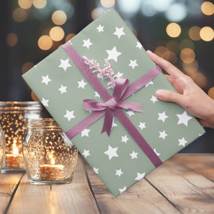 Papier Cadeau Sage doux avec Motif étoilé