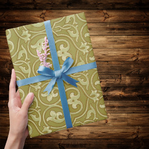 Papier Cadeau Sage Green et Gold Art Nouveau Motif