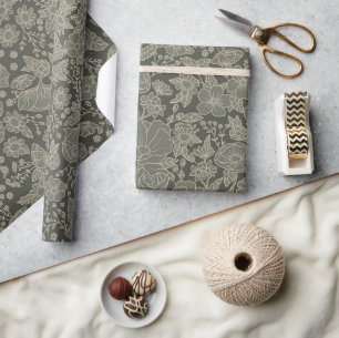 Papier Cadeau Sage Green Floral